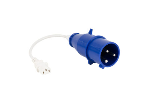 Blue 230V industrial plug with adaptor lead