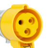 Close-up of a yellow 110V industrial socket