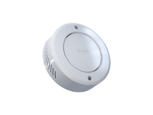 White ceiling-mounted air quality sensor