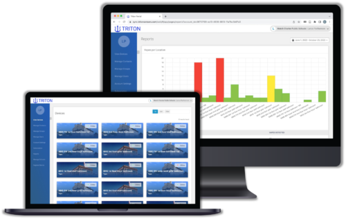 Vape detector dashboard on a desktop monitor